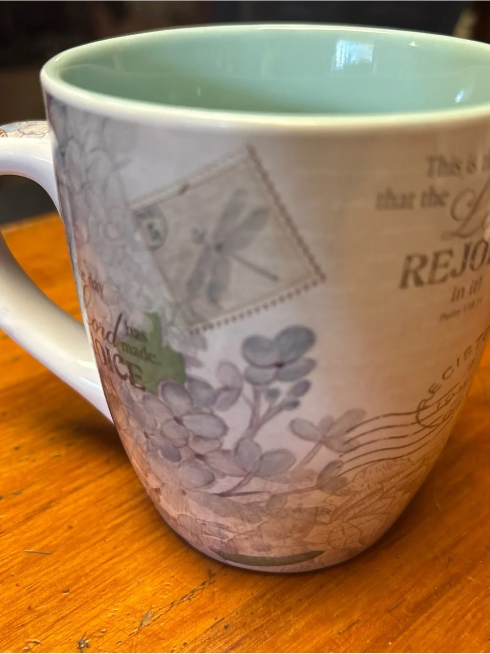 Inspirational Scripture Coffee Mug with Light Blue Interior